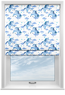 Unicorn Magic, Blue - Twist&Fit Roman Blind